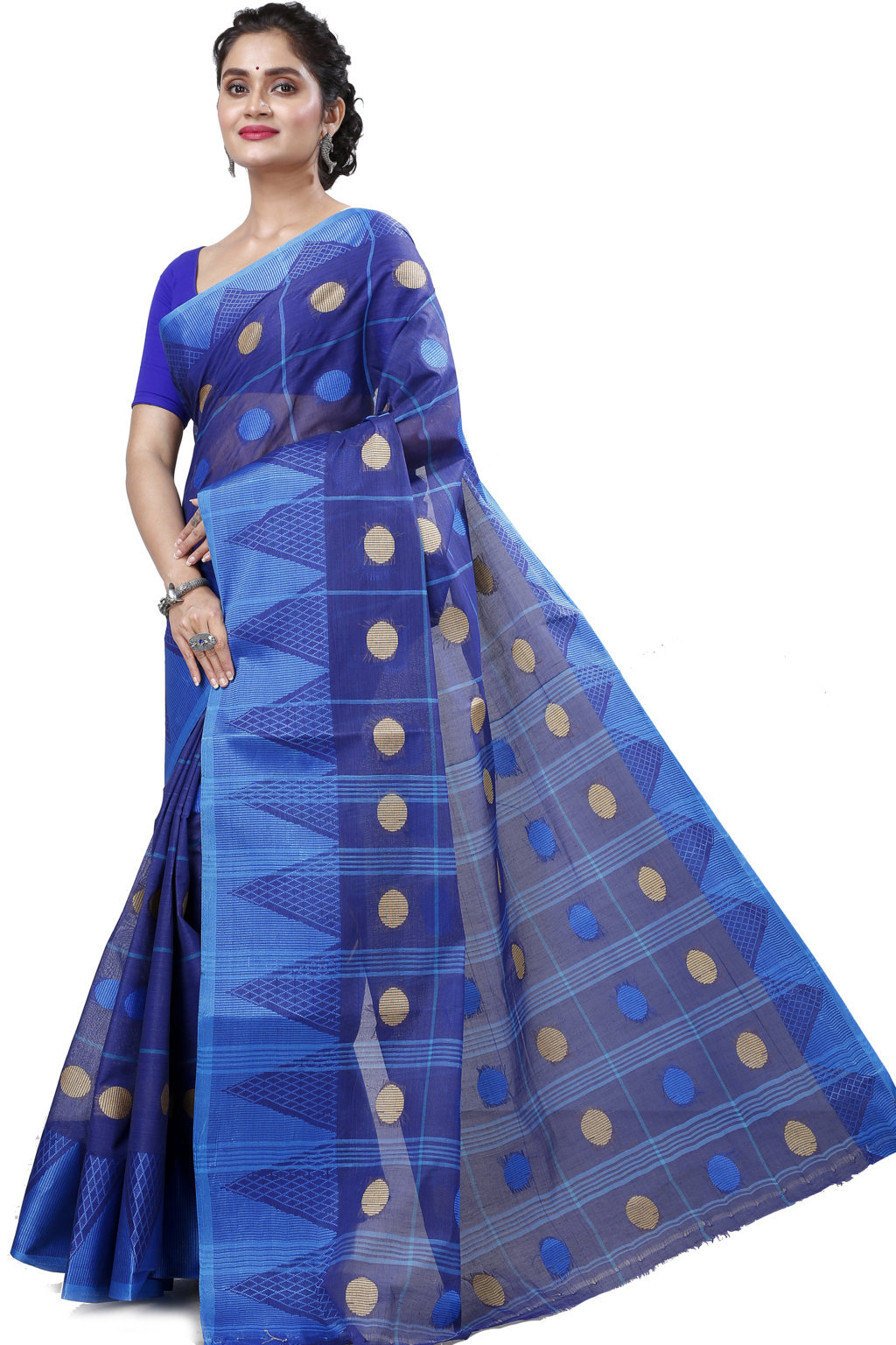 Naby Blue Pure Cotton Rebeka Tant Saree (1007)